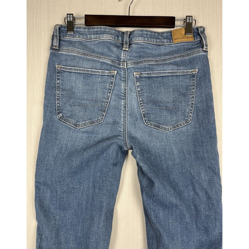 American Eagle Kick Boot Crop Jeans 6 SHORT Stretch Denim Raw Hem - Picture 5 of 13
